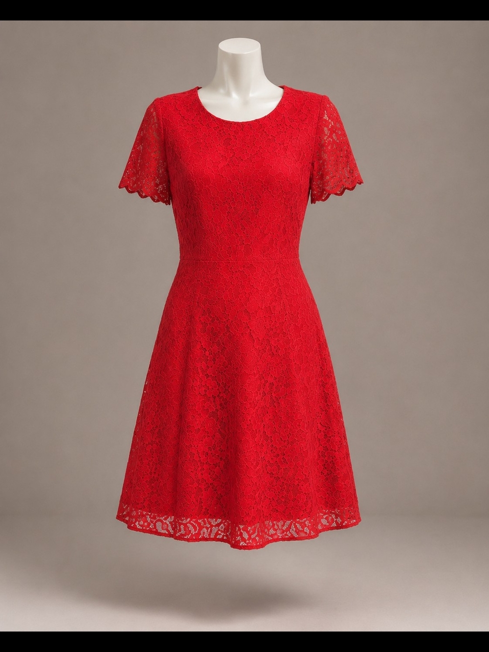 J. Crew Womens Red Lace Short Sleeve Fit-and-Flare Formal Mini Dress Size 6 - Picture 6 of 9